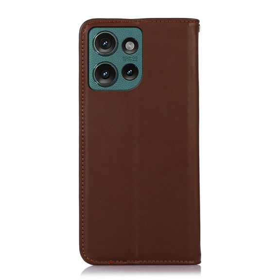 For Motorola Edge 50 Global KHAZNEH Nappa Top Layer Cowhide Leather Phone Case(Brown)