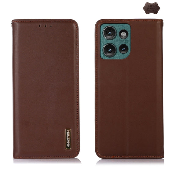 For Motorola Edge 50 Global KHAZNEH Nappa Top Layer Cowhide Leather Phone Case(Brown)