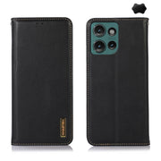 For Motorola Edge 50 Global KHAZNEH Nappa Top Layer Cowhide Leather Phone Case(Black)