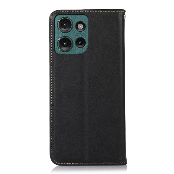For Motorola Edge 50 Global KHAZNEH Nappa Top Layer Cowhide Leather Phone Case(Black)