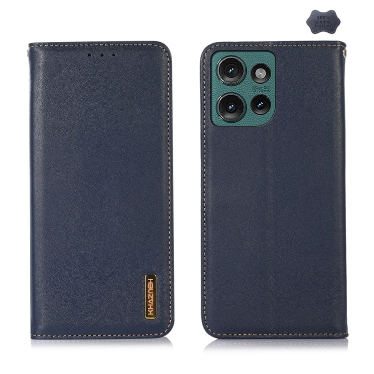 For Motorola Edge 50 Global KHAZNEH Nappa Top Layer Cowhide Leather Phone Case(Blue)