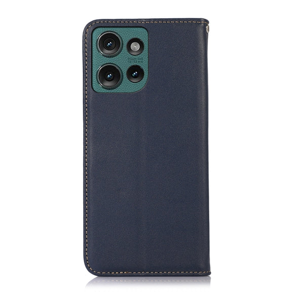 For Motorola Edge 50 Global KHAZNEH Nappa Top Layer Cowhide Leather Phone Case(Blue)