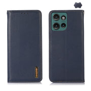 For Motorola Edge 50 Neo KHAZNEH Nappa Top Layer Cowhide Leather Phone Case(Blue)