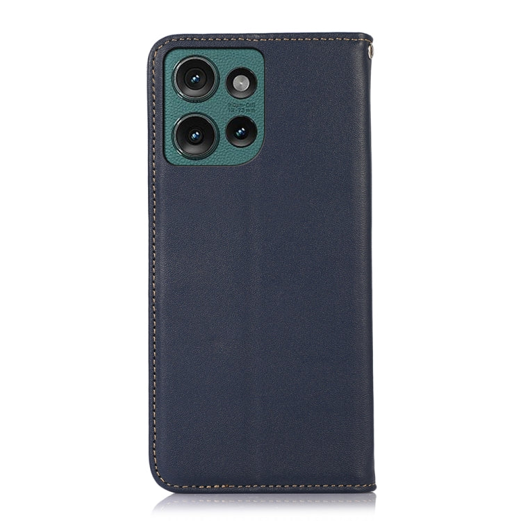 For Motorola Edge 50 Neo KHAZNEH Nappa Top Layer Cowhide Leather Phone Case(Blue)