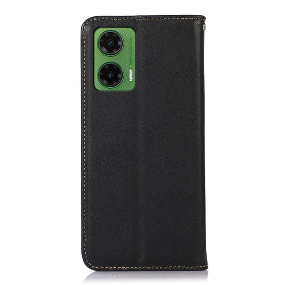 For Motorola Moto G35 KHAZNEH Nappa Top Layer Cowhide Leather Phone Case(Black)