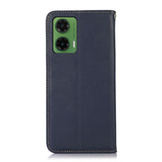 For Motorola Moto G35 KHAZNEH Nappa Top Layer Cowhide Leather Phone Case(Blue)