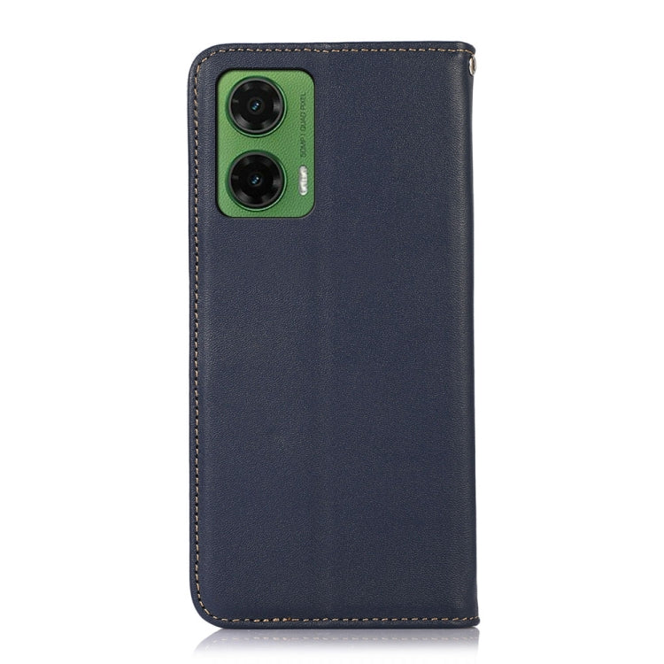 For Motorola Moto G35 KHAZNEH Nappa Top Layer Cowhide Leather Phone Case(Blue)