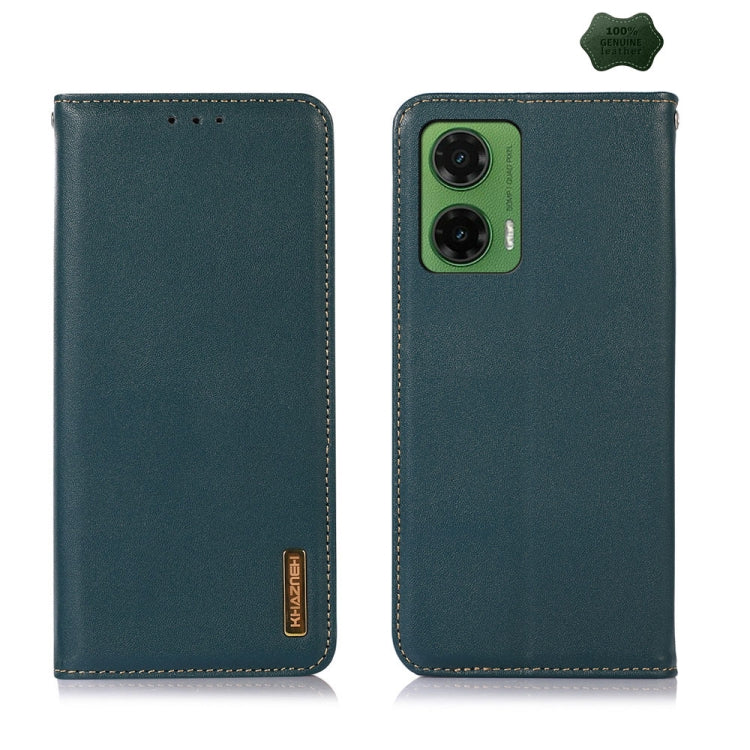 For Motorola Moto G35 KHAZNEH Nappa Top Layer Cowhide Leather Phone Case(Green)