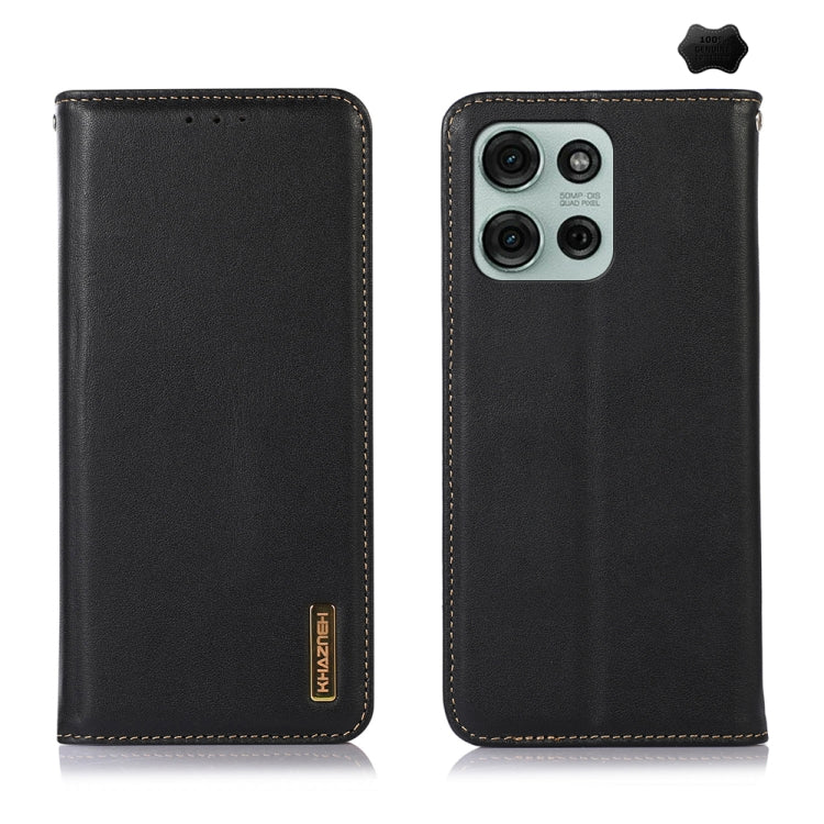 For Motorola Moto G75 5G KHAZNEH Nappa Top Layer Cowhide Leather Phone Case(Black)