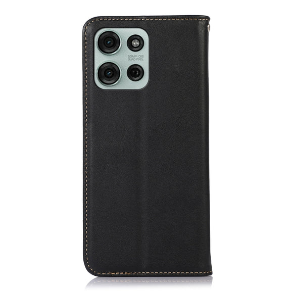 For Motorola Moto G75 5G KHAZNEH Nappa Top Layer Cowhide Leather Phone Case(Black)