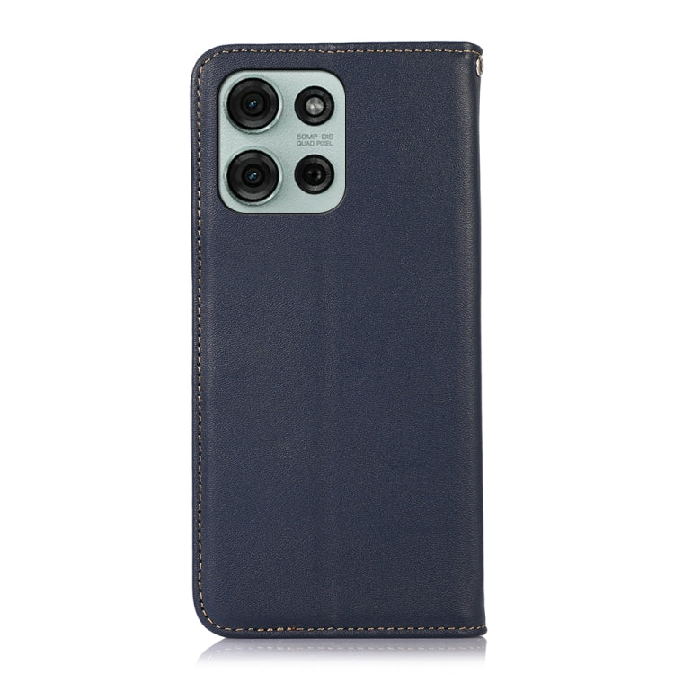 For Motorola Moto G75 5G KHAZNEH Nappa Top Layer Cowhide Leather Phone Case(Blue)