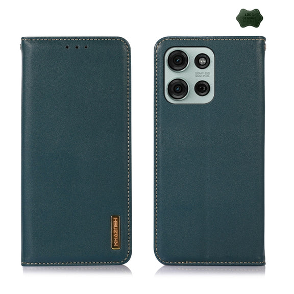 For Motorola Moto G75 5G KHAZNEH Nappa Top Layer Cowhide Leather Phone Case(Green)