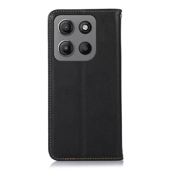 For Motorola Moto G15 4G / G05 KHAZNEH Nappa Top Layer Cowhide Leather Phone Case(Black)