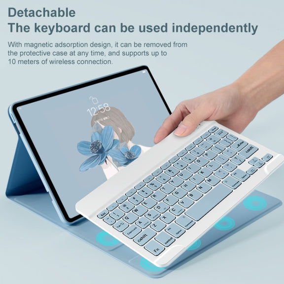 For Lenovo Tab M10 Plus 10.6 3rd Gen 2022 LX106 Square Keys Detachable Bluetooth Keyboard Leather Tablet Case(Blue)