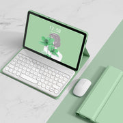 For Lenovo Tab M10 Plus 10.6 3rd Gen 2022 YM-LX106 Round Key Detachable Bluetooth Tablet Keyboard Leather Case with Mouse(Matcha Green)