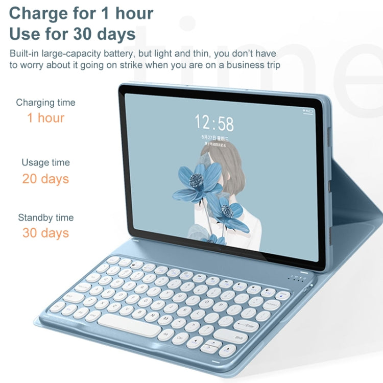 For Lenovo Tab M10 Plus 10.6 3rd Gen 2022 YM-LX106 Round Key Detachable Bluetooth Tablet Keyboard Leather Case without Mouse(Black)
