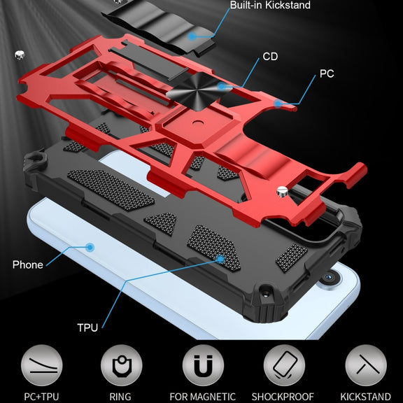 For Samsung Galaxy A54 5G Armor Shockproof TPU + PC Magnetic Protective Phone Case with Holder(Red)