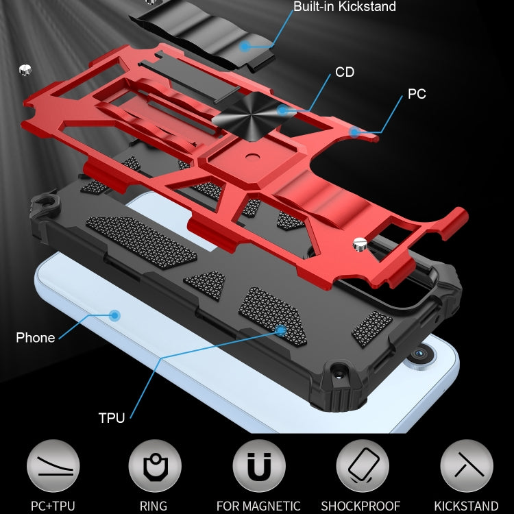 For Samsung Galaxy A54 5G Armor Shockproof TPU + PC Magnetic Protective Phone Case with Holder(Red)