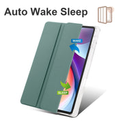 For Lenovo Tab M11 / Xiaoxin Pad 11 2024 3-fold Clear TPU Leather Tablet Case with Pen Slot(Deep Green)