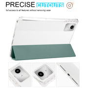 For Lenovo Tab M11 / Xiaoxin Pad 11 2024 3-fold Clear TPU Leather Tablet Case with Pen Slot(Deep Green)