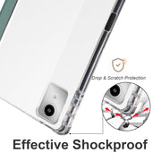 For Lenovo Tab M11 / Xiaoxin Pad 11 2024 3-fold Clear TPU Leather Tablet Case with Pen Slot(Deep Green)