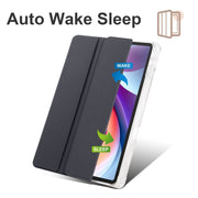 For Lenovo Tab M11 / Xiaoxin Pad 11 2024 3-fold Clear TPU Leather Tablet Case with Pen Slot(Black)