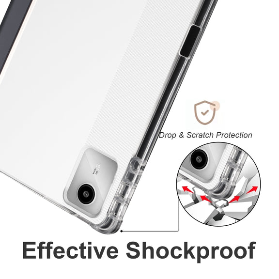 For Lenovo Tab M11 / Xiaoxin Pad 11 2024 3-fold Clear TPU Leather Tablet Case with Pen Slot(Black)