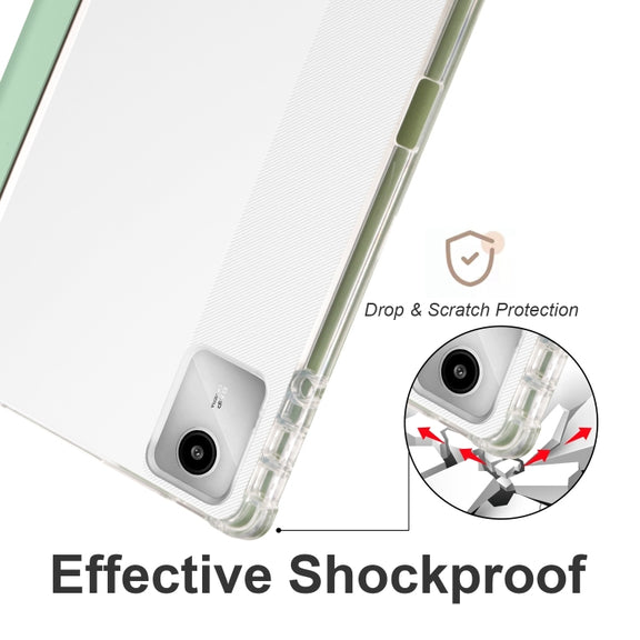 For Lenovo Tab M11 / Xiaoxin Pad 11 2024 3-fold Clear TPU Leather Tablet Case with Pen Slot(Green)
