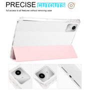 For Lenovo Tab M11 / Xiaoxin Pad 11 2024 3-fold Clear TPU Leather Tablet Case with Pen Slot(Pink)