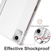 For Lenovo Tab M11 / Xiaoxin Pad 11 2024 3-fold Clear TPU Leather Tablet Case with Pen Slot(Space Grey)