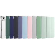 For Lenovo Tab M11 / Xiaoxin Pad 11 2024 3-fold Clear TPU Leather Tablet Case with Pen Slot(Space Grey)