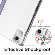 For Lenovo Tab M11 / Xiaoxin Pad 11 2024 3-fold Clear TPU Leather Tablet Case with Pen Slot(Lavender)