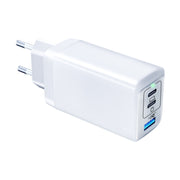 65W Dual PD USB-C / Type-C + USB 3-Port Gan Fast Charging Charger, Plug:EU Plug(White)