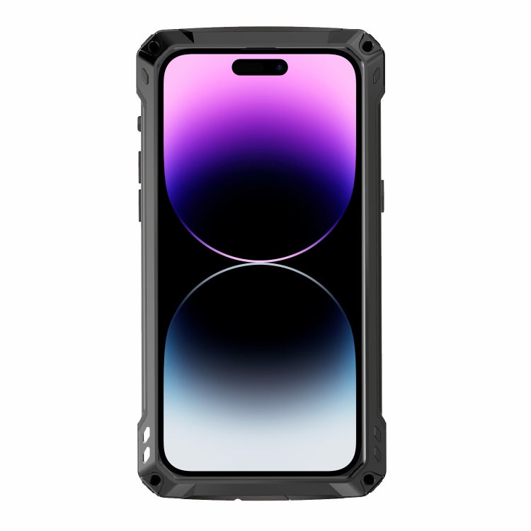 For iPhone 14 Pro Max RedPepper Silver Shield Series All-inclusive Lens Metal Phone Case(Black)