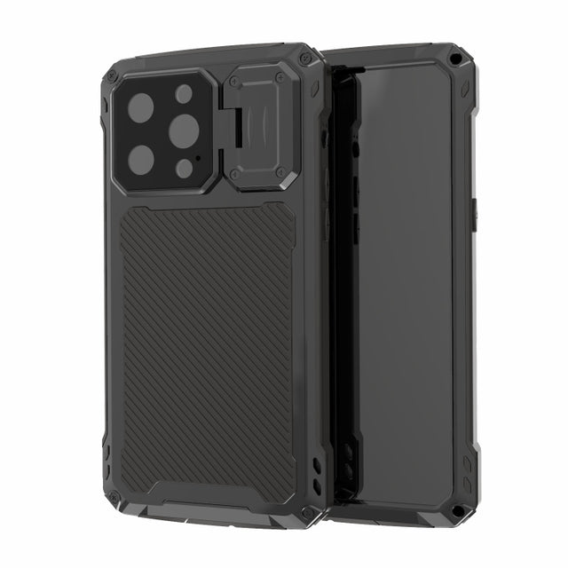 For iPhone 14 Pro Max RedPepper Silver Shield Series All-inclusive Lens Metal Phone Case(Black)