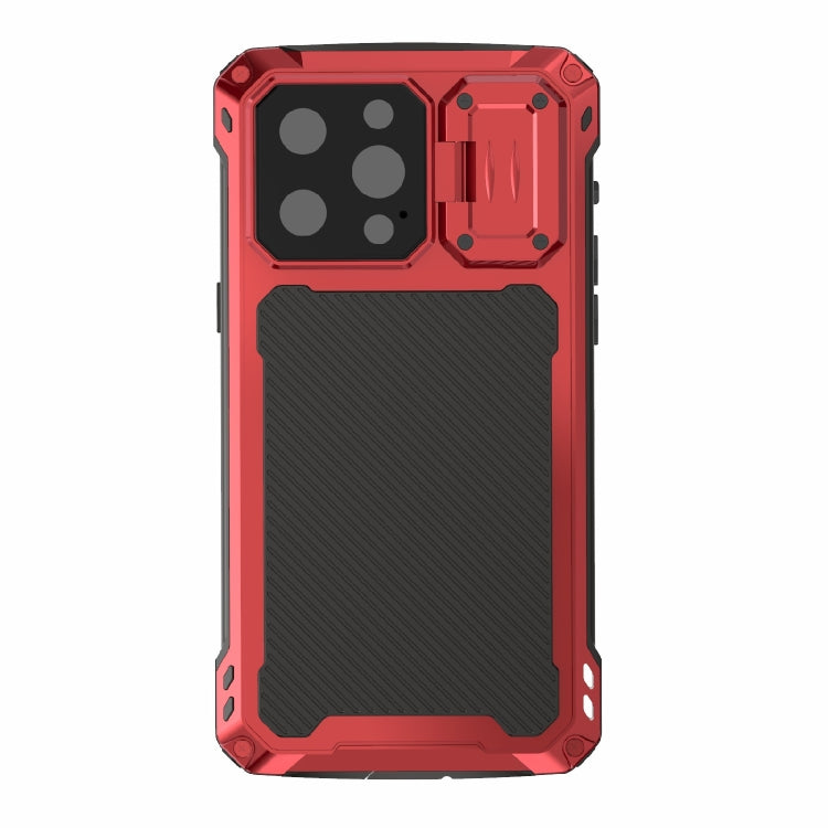 For iPhone 14 Pro Max RedPepper Silver Shield Series All-inclusive Lens Metal Phone Case(Red)