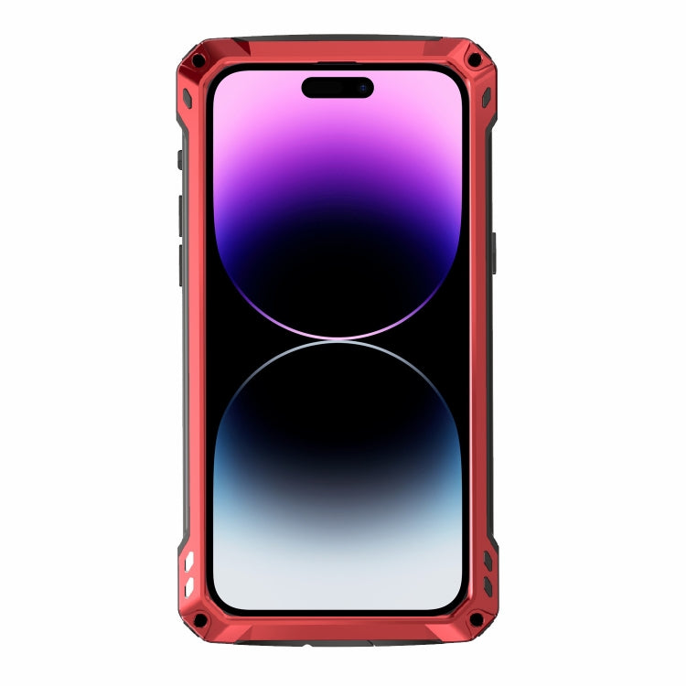 For iPhone 14 Pro Max RedPepper Silver Shield Series All-inclusive Lens Metal Phone Case(Red)