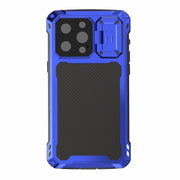 For iPhone 14 Pro Max RedPepper Silver Shield Series All-inclusive Lens Metal Phone Case(Blue)