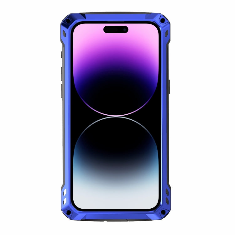 For iPhone 14 Pro Max RedPepper Silver Shield Series All-inclusive Lens Metal Phone Case(Blue)