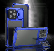 For iPhone 14 Pro Max RedPepper Silver Shield Series All-inclusive Lens Metal Phone Case(Blue)