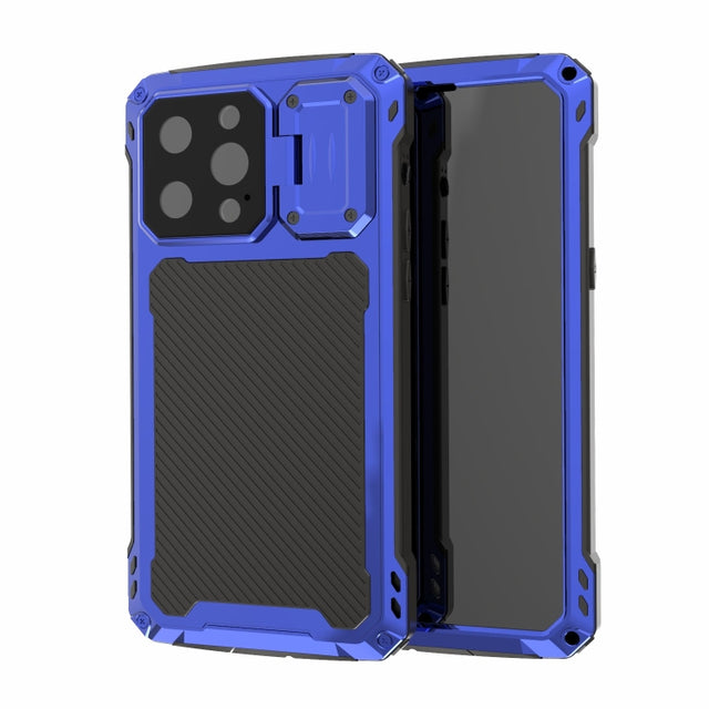 For iPhone 14 Pro Max RedPepper Silver Shield Series All-inclusive Lens Metal Phone Case(Blue)