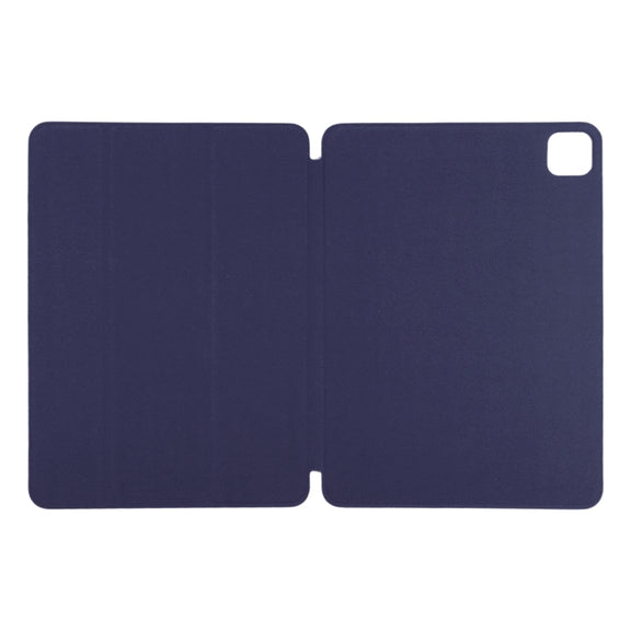 For iPad Air 13 2024 / Pro 12.9 2020 Non-buckle Double-sided Magnetic Flip Leather Tablet Case With Holder & Sleep / Wake-up Function(Dark Blue)