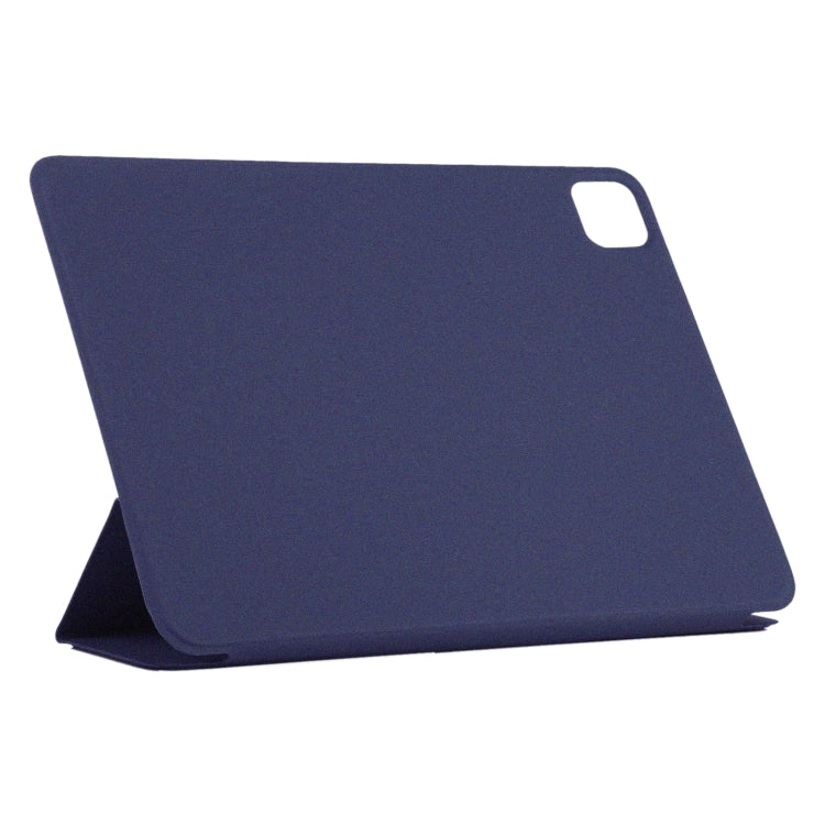 For iPad Air 13 2024 / Pro 12.9 2020 Non-buckle Double-sided Magnetic Flip Leather Tablet Case With Holder & Sleep / Wake-up Function(Dark Blue)