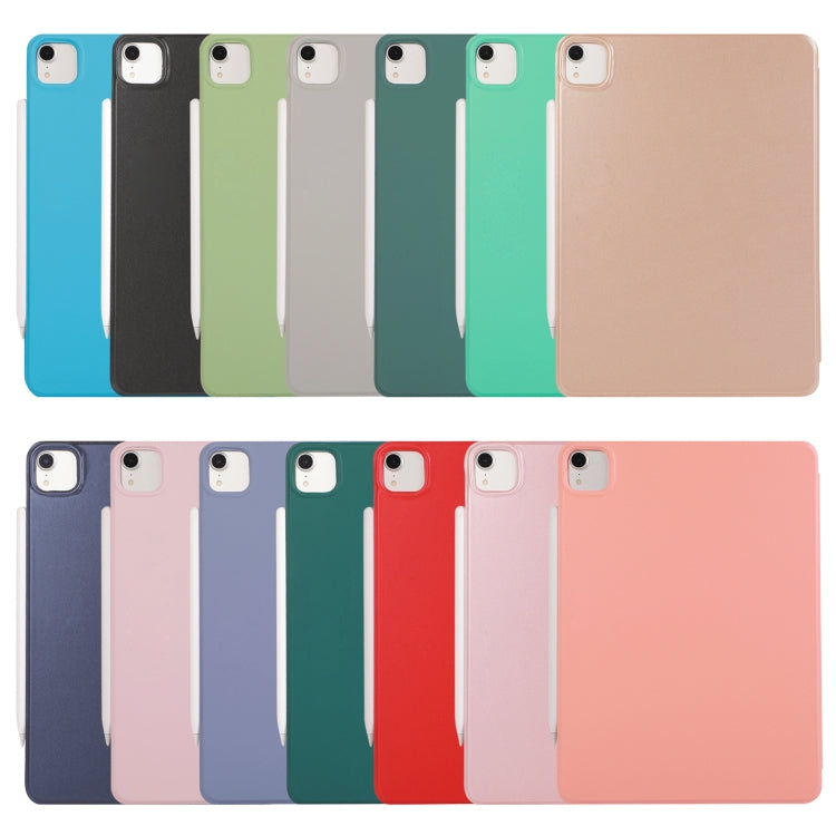 For iPad Air 13 2024 / Pro 12.9 2020 Non-buckle Double-sided Magnetic Flip Leather Tablet Case With Holder & Sleep / Wake-up Function(Dark Blue)
