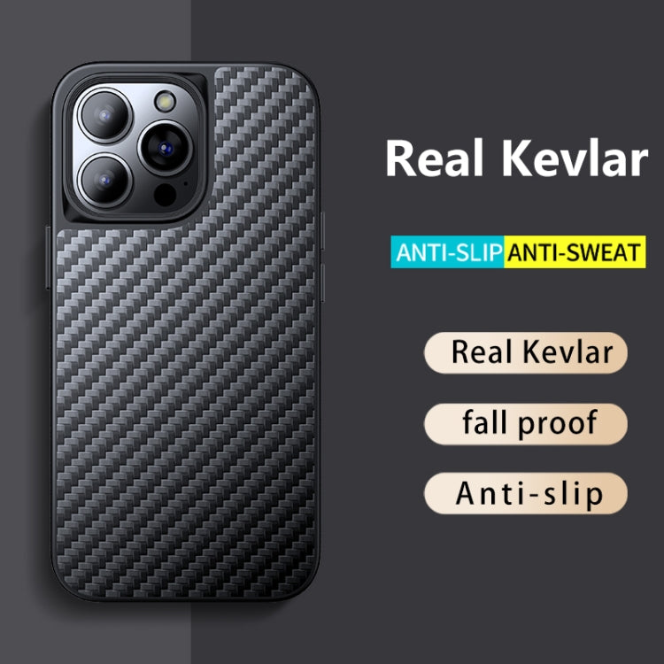 For iPhone 13 Pro Max wlons Magsafe Carbon Fiber Kevlar TPU Phone Case(Black)