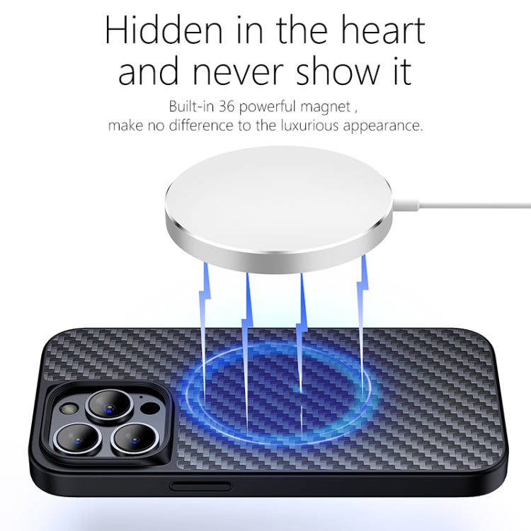 For iPhone 13 Pro Max wlons Magsafe Carbon Fiber Kevlar TPU Phone Case(Black)
