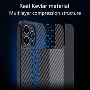 For iPhone 13 Pro Max wlons Magsafe Carbon Fiber Kevlar TPU Phone Case(Black)