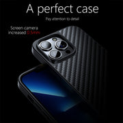 For iPhone 13 Pro Max wlons Magsafe Carbon Fiber Kevlar TPU Phone Case(Black)