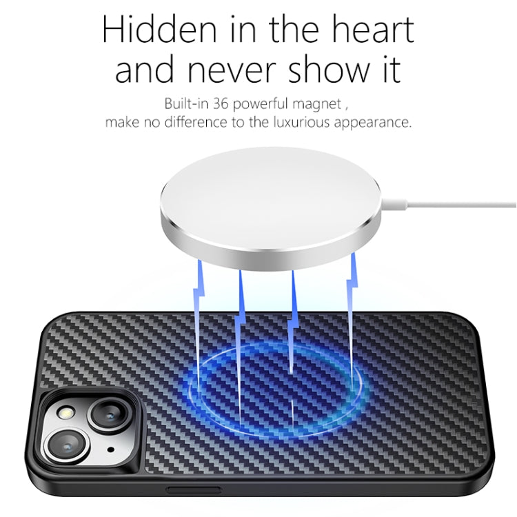 For iPhone 13 wlons Magsafe Carbon Fiber Kevlar TPU Phone Case(Black)