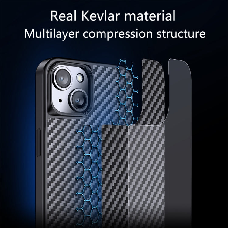 For iPhone 13 wlons Magsafe Carbon Fiber Kevlar TPU Phone Case(Black)